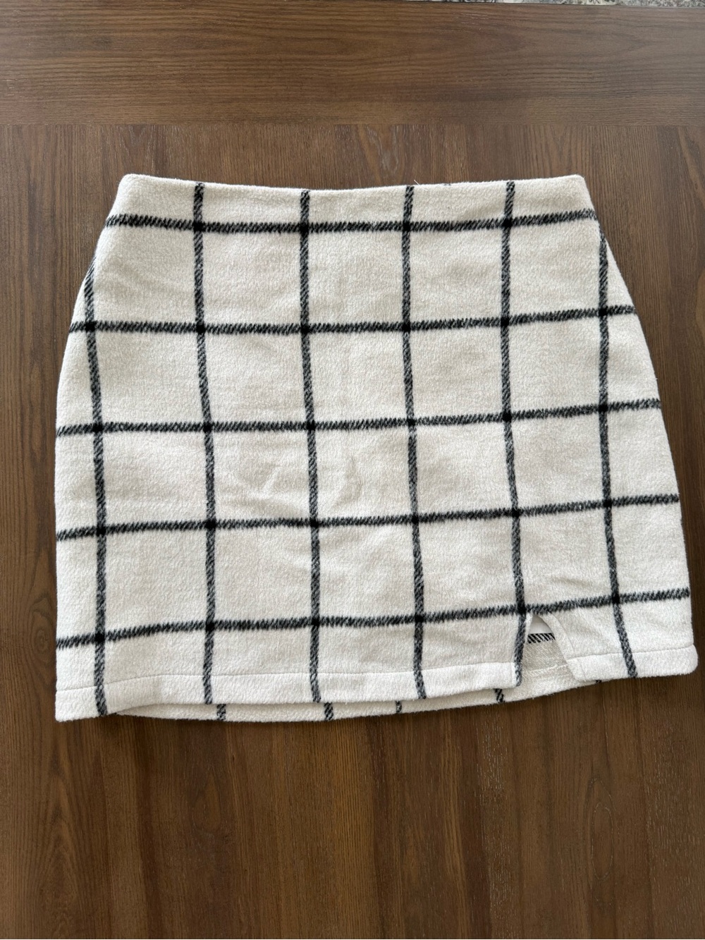 Altar'd State Cream Mini Skirt with Black Windowpane Check